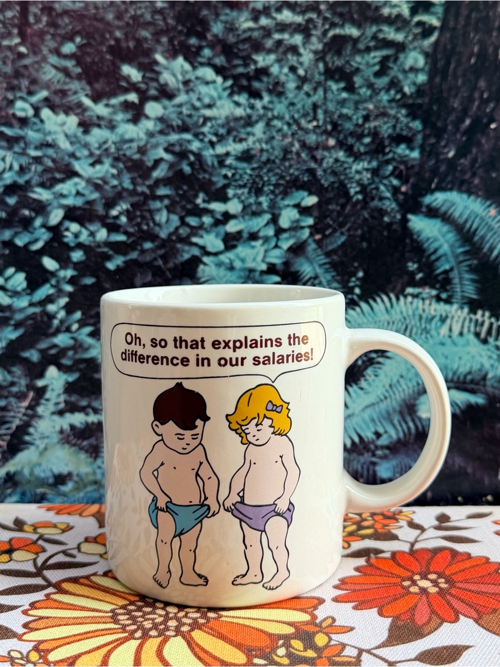 👦🏻 👧🏼 Kitschy Vintage “Pay Gap” Mug; MSR Imports, Inc.; 1986 👦🏻 👧🏼